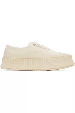 Jil Sander Dames Platform - Off-White Canvas Platform Sneakers