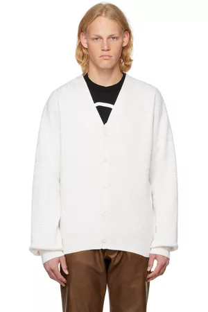 VTMNTS Heren Cardigans - Off-White Printed Cardigan