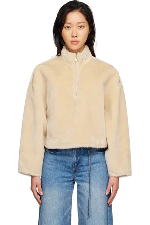 Frame Beige Half-Zip Faux-Fur Sweater