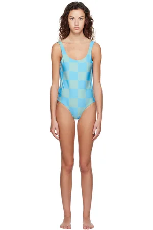 Blue Suspender One-Piece Swimsuit