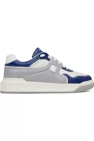 VALENTINO GARAVANI White & Blue One Stud Sneakers