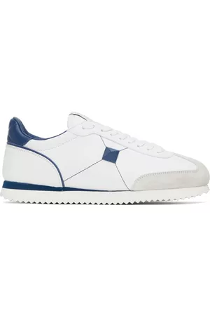 VALENTINO GARAVANI White & Blue Stud Around Sneakers