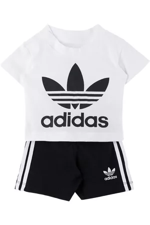 adidas Shorts - Baby White & Black Trefoil T-Shirt & Shorts Set
