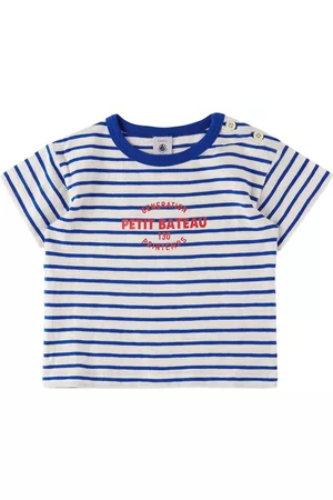 Petit Bateau T-shirts - Baby White & Blue Stripy T-Shirt