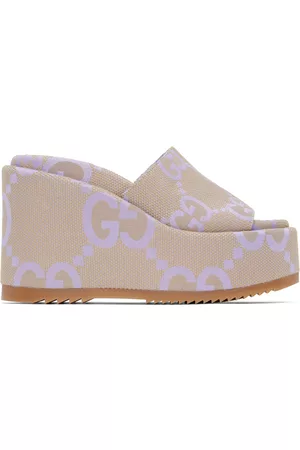 Gucci Dames Outdoor Sandalen - Beige Jumbo GG Platform Sandals