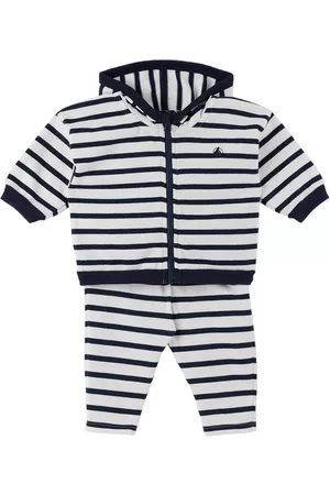 Petit Bateau Baby Navy & White Striped Hoodie & Lounge Pants Set