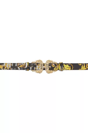 VERSACE Black & Yellow Logo Couture Belt