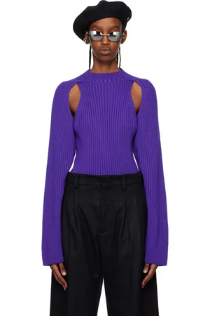 Jean Paul Gaultier Dames Truien met ronde hals - Purple Cutout Sweater