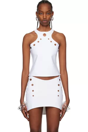 Jean Paul Gaultier Dames Tanktops - White Perforated Tank Top