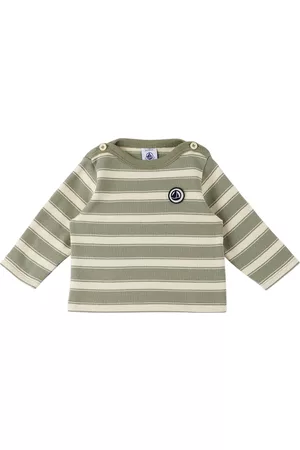 Petit Bateau Sweaters - Baby Khaki & White Breton Sweater