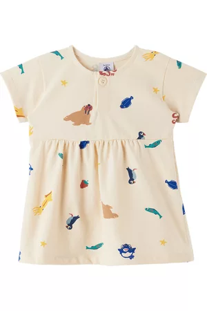 Petit Bateau Meisjes Geprinte jurken - Baby Beige Patterned Dress