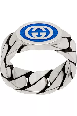 Gucci Heren Ringen - Silver & Blue Curb Chain Ring