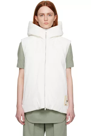 Jil Sander Dames Vesten - White Hooded Down Vest