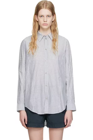 Hope Dames Overhemden - White & Gray Block Shirt