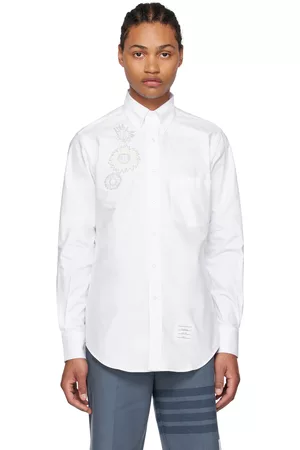 Thom Browne Heren Geprinte Overhemden - White Flower Shirt