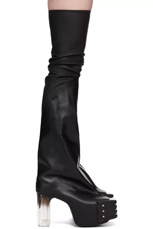 Rick Owens Heren Platform Schoenen - Black Oblique Platform Boots