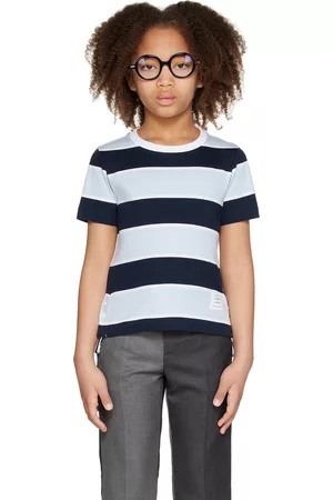 Thom Browne Gestreepte T-shirts - Kids Navy & Blue Striped T-Shirt