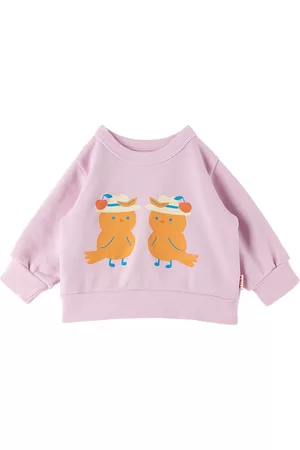 Tiny Cottons Sweaters - Baby Pink Birds Sweatshirt