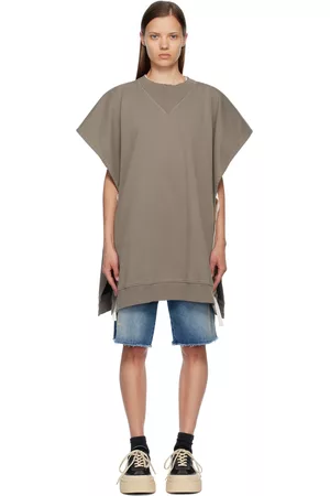 Maison Margiela Dames Sweaters - Taupe Draped Sweatshirt