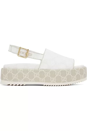 Gucci Dames Plateau Sandalen - White GG Platform Sandals
