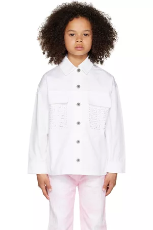 Givenchy Donsjassen - Kids White Crystal-Cut Denim Jacket