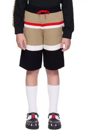 Burberry Shorts - Kids Beige & Black Striped Shorts