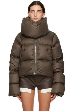Rick Owens Gray Funnel Neck Down Jacket