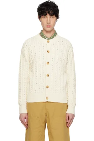 AFTER PRAY Off-White Ernest Cable Knit Cardigan
