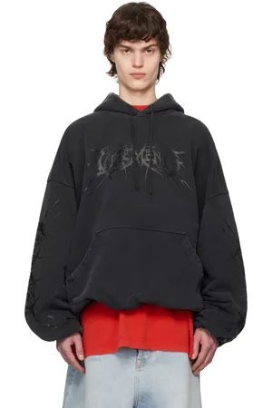 Vetements Black Death Metal Cropped Boxy Hoodie