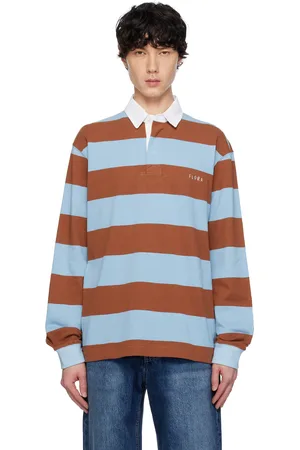 AFTER PRAY Brown & Blue Stripe Jersey Rugby Polo