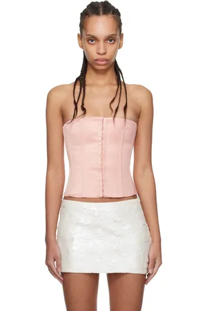 DANIELLE GUIZIO Pink Satin Corset Top