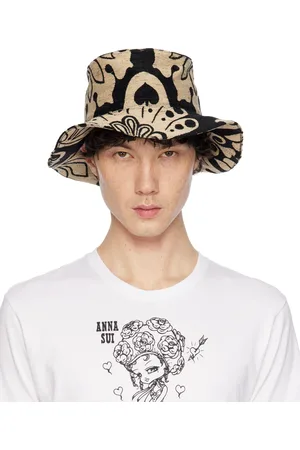 Anna Sui Black Beardsley Tapestry Oversized Brim Bucket Hat