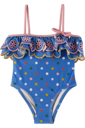 ZIMMERMANN Kids Navy Everley Embroidery Frill Swimsuit