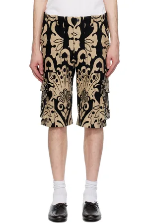 Anna Sui Black & Beige Beardsley Tapestry Cargo Shorts