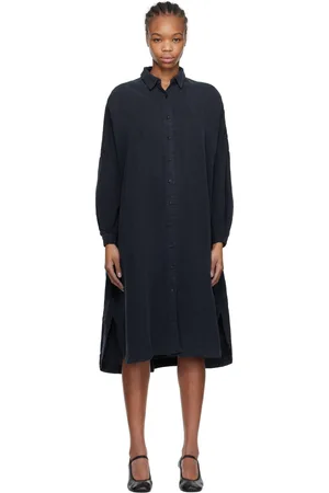CASEY CASEY Navy Yuki Lounge Shirt Midi Dress