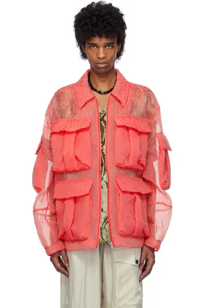 DRIES VAN NOTEN Red Crinkled Jacket