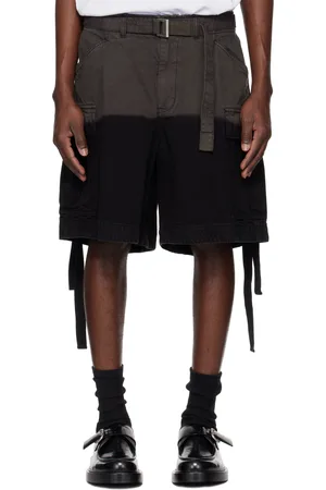 SACAI Gray & Black Garment-Dyed Cargo Shorts