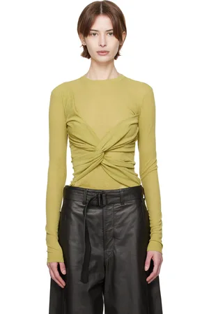 Nanushka Green Izolda Draped Mesh Jersey T-shirt