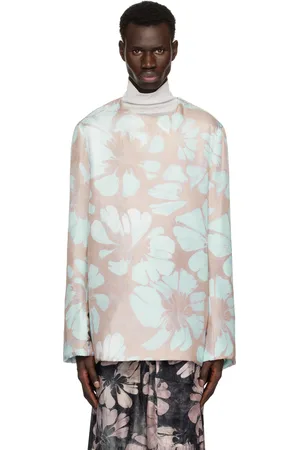 DRIES VAN NOTEN Blue & Pink Silk Long Sleeve Top