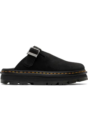 Dr. Martens Black Zebzag Suede Casual Slingback Platform Slip-on Loafers