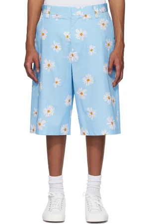 Moschino Blue Satin Bermuda Allover Daisy Shorts