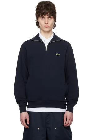 Lacoste Navy Zip-Up High-Neck Sweatshirt