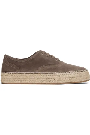 J.W.Anderson Brown Suede Lace-Front Platform Espadrilles