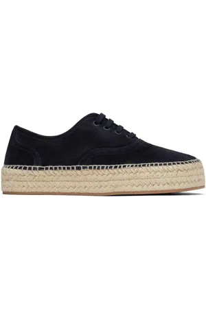 J.W.Anderson Navy Suede Lace-Front Platform Espadrilles