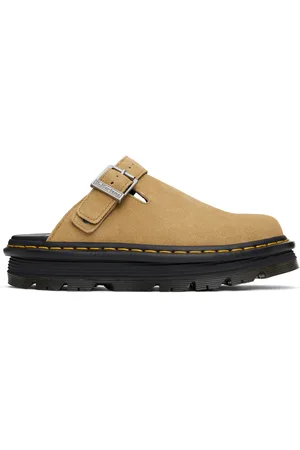 Dr. Martens Tan Zebzag Suede Platform Slip-on Loafers