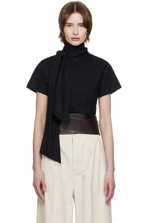 AARON ESH Black Tied Neck T-shirt