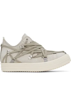 Rick Owens Gray Hollywood Megalace Low Sneaks Sneakers