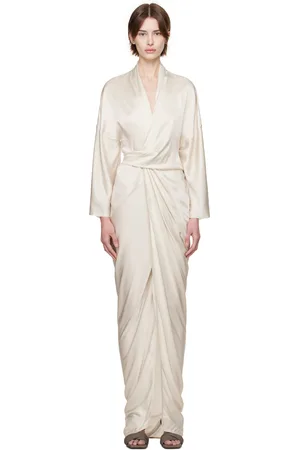 Rick Owens Off-White Hollywood Wrap Gown Maxi Dress