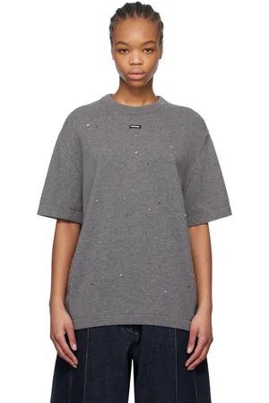 CORDERA Gray Merino Wool Beaded T-shirt