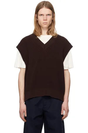 STUDIO NICHOLSON Burgundy 5GG Knitted Vest